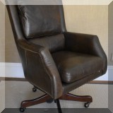 F04. Arhaus leather desk chair with nailhead trim. 44”h x 27”w x 34”d - $650 